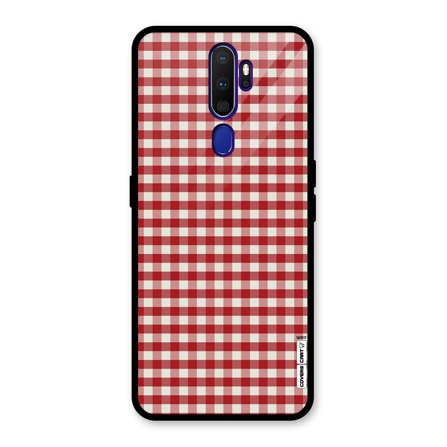 Red White Check Glass Back Case for Oppo A9 (2020)
