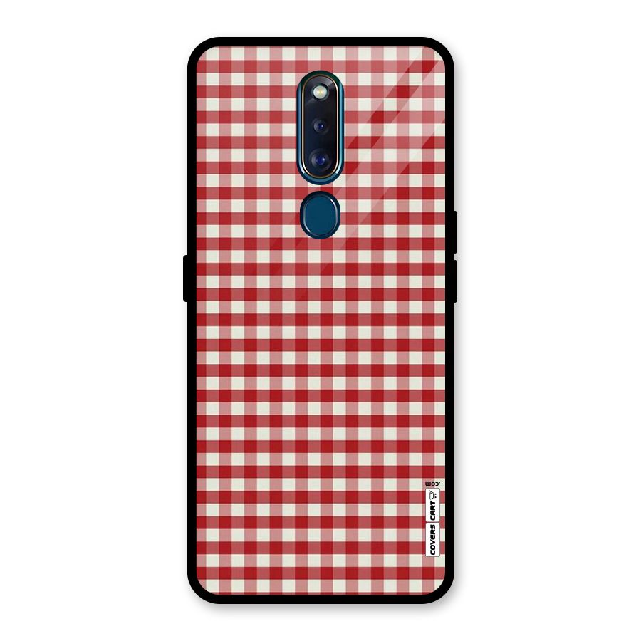 Red White Check Glass Back Case for Oppo F11 Pro