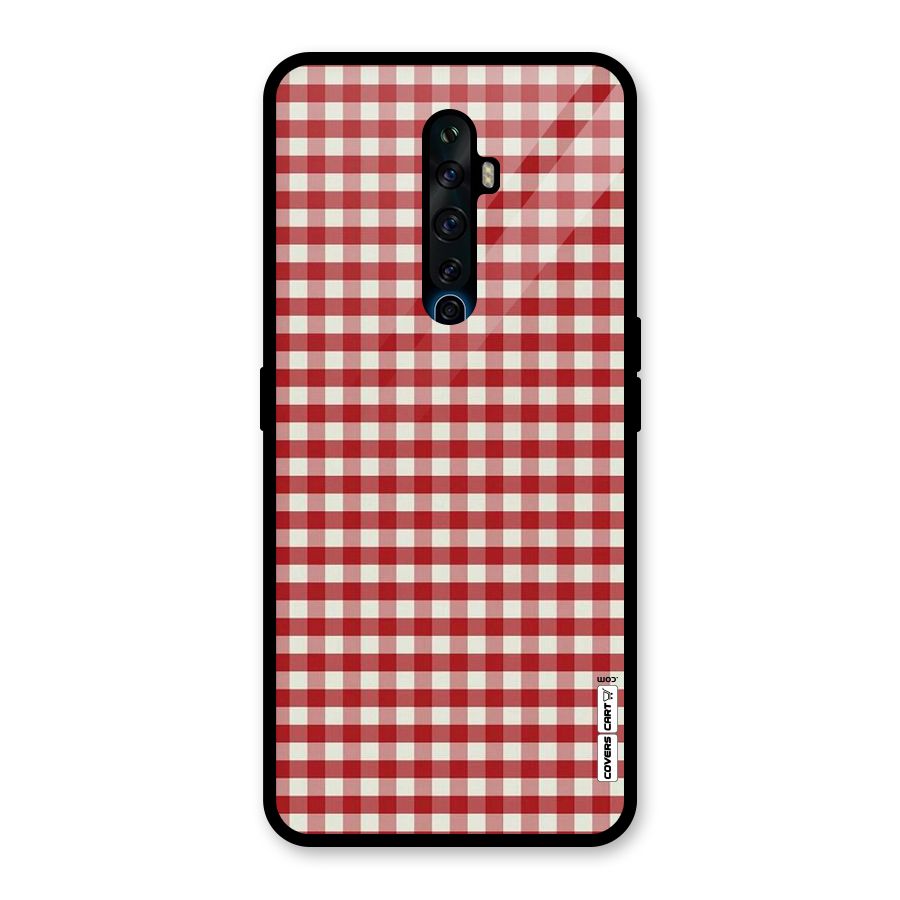 Red White Check Glass Back Case for Oppo Reno2 F