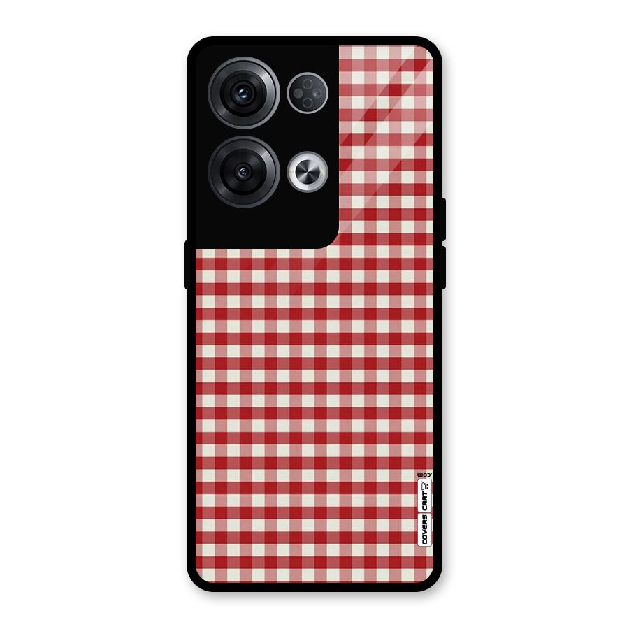Red White Check Glass Back Case for Oppo Reno8 Pro 5G