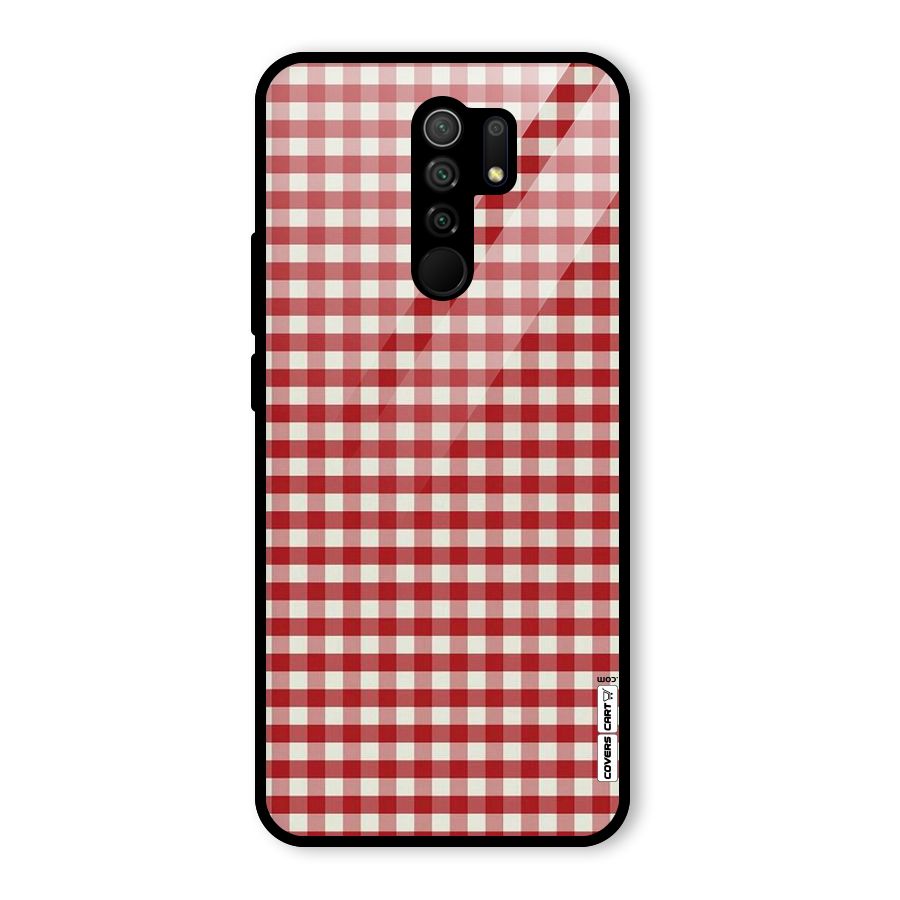 Red White Check Glass Back Case for Poco M2