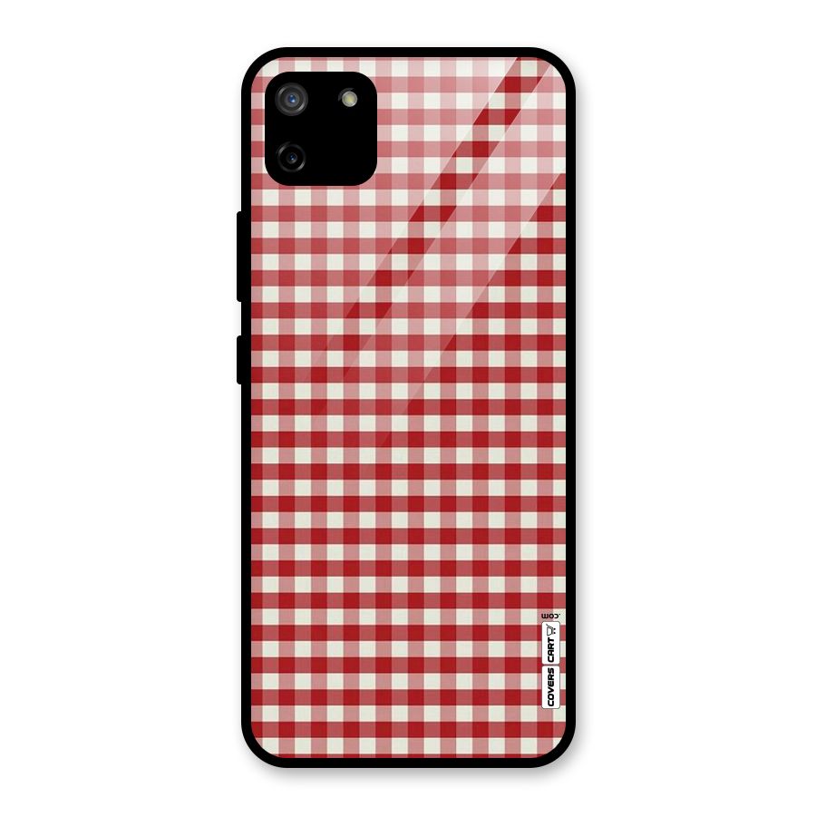 Red White Check Glass Back Case for Realme C11