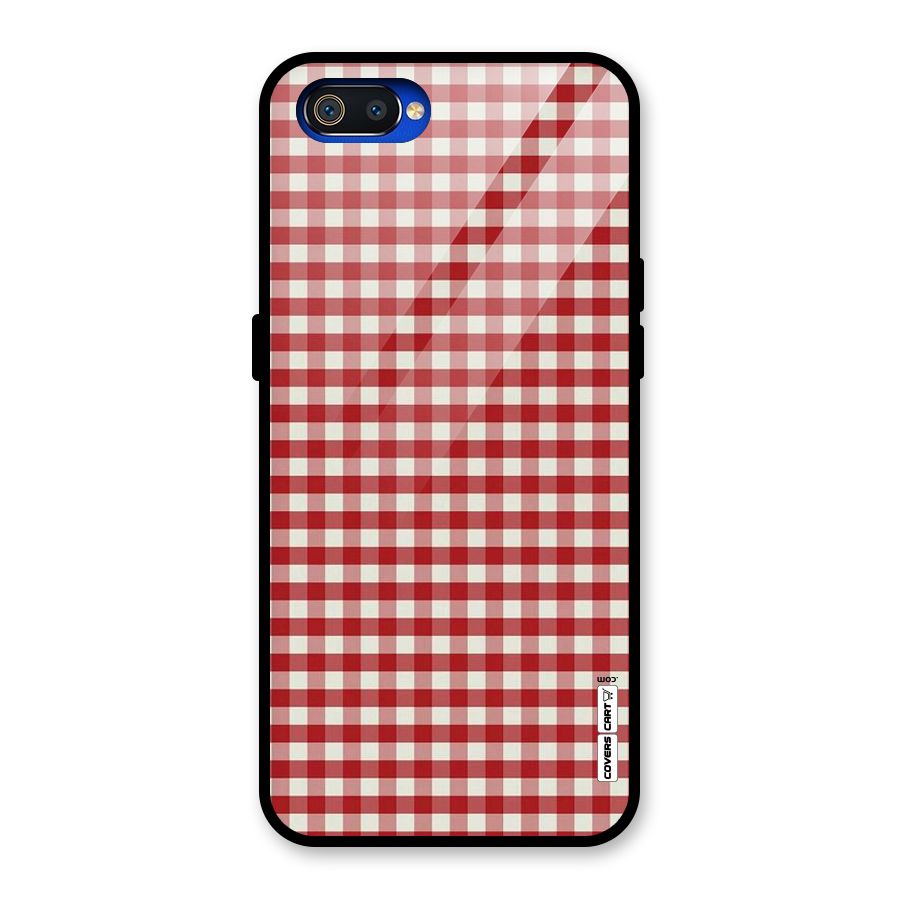 Red White Check Glass Back Case for Realme C2