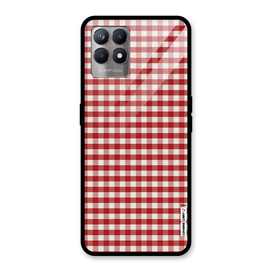 Red White Check Glass Back Case for Realme Narzo 50