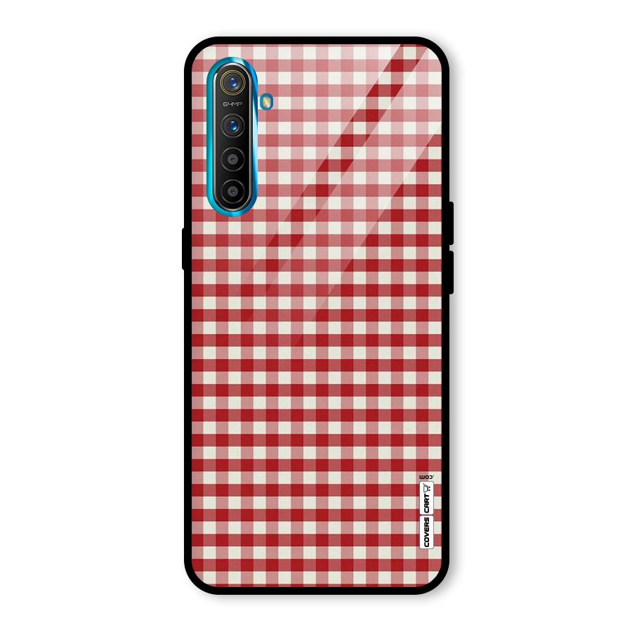 Red White Check Glass Back Case for Realme X2