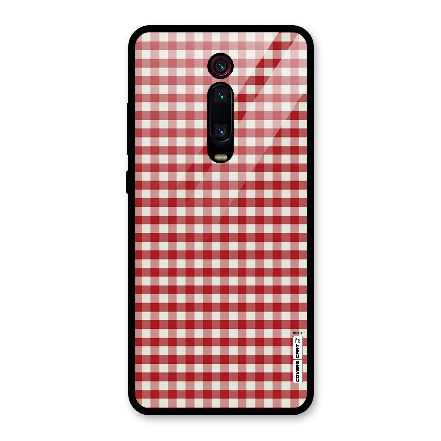 Red White Check Glass Back Case for Redmi K20 Pro