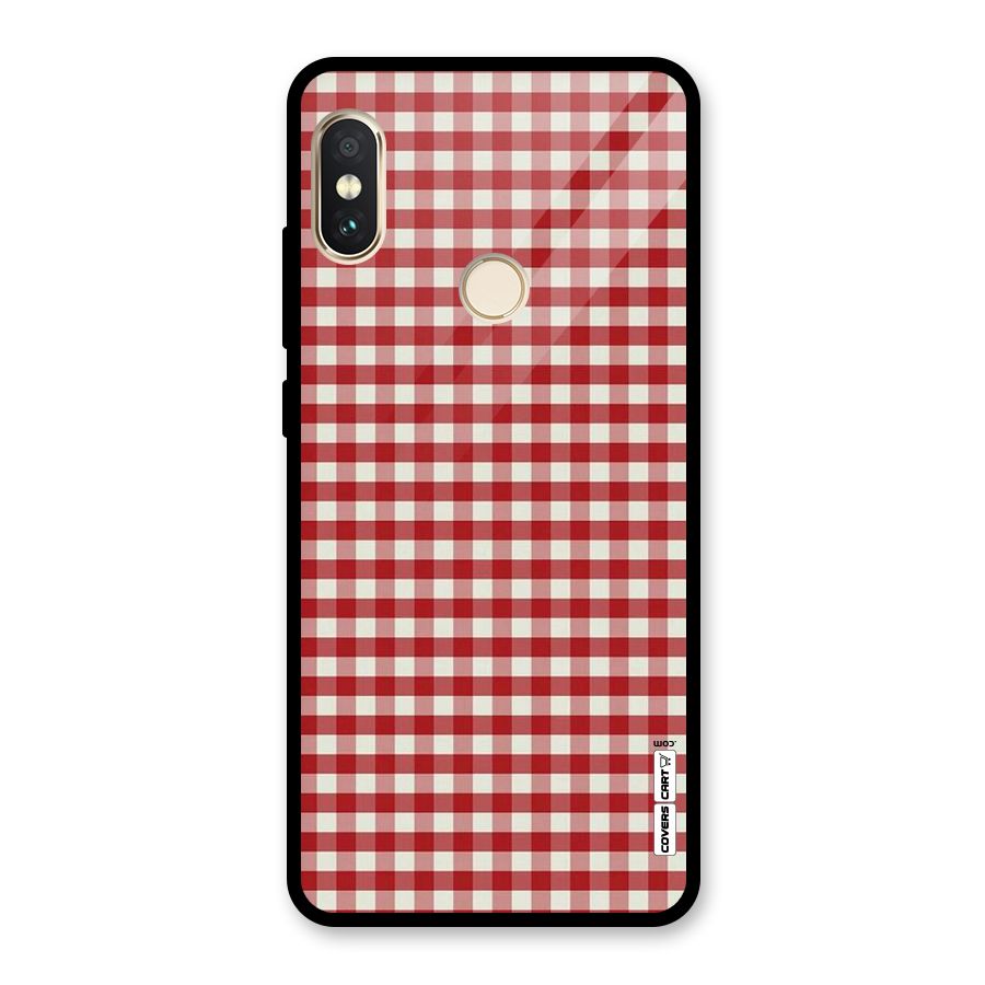 Red White Check Glass Back Case for Redmi Note 5 Pro