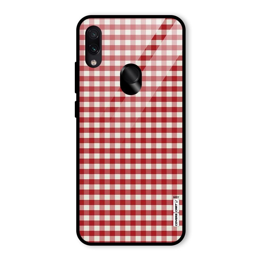 Red White Check Glass Back Case for Redmi Note 7S