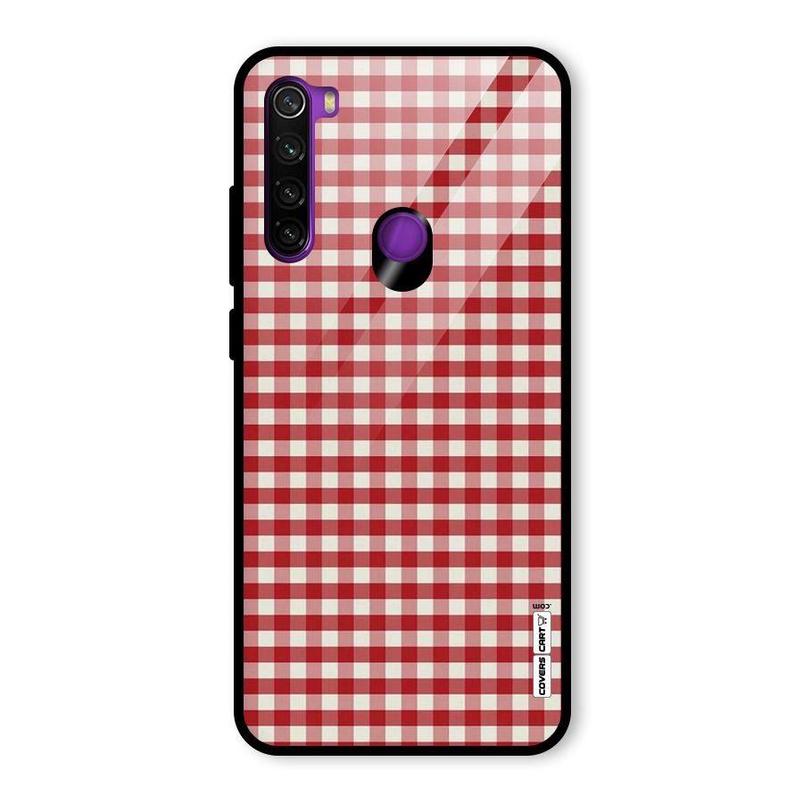 Red White Check Glass Back Case for Redmi Note 8