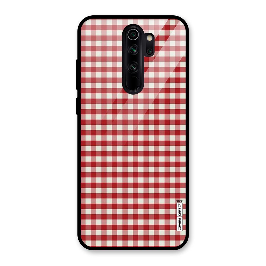 Red White Check Glass Back Case for Redmi Note 8 Pro