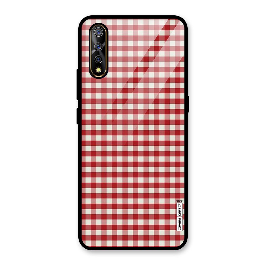 Red White Check Glass Back Case for Vivo S1