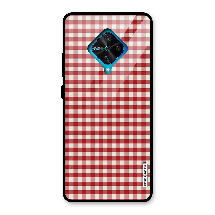 Red White Check Glass Back Case for Vivo S1 Pro