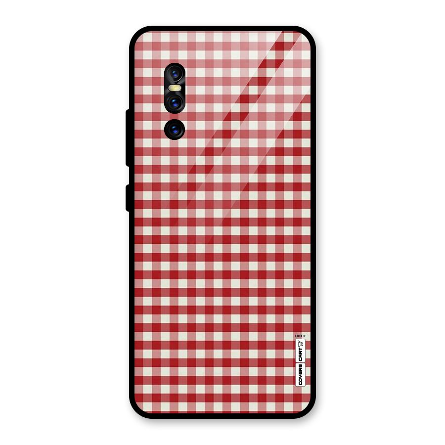 Red White Check Glass Back Case for Vivo V15 Pro
