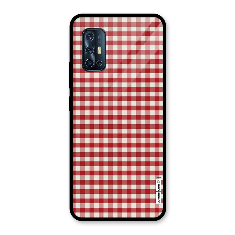 Red White Check Glass Back Case for Vivo V17