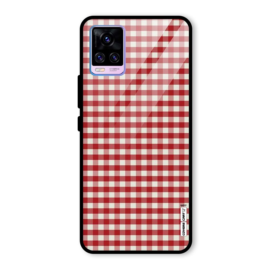 Red White Check Glass Back Case for Vivo V20 Pro