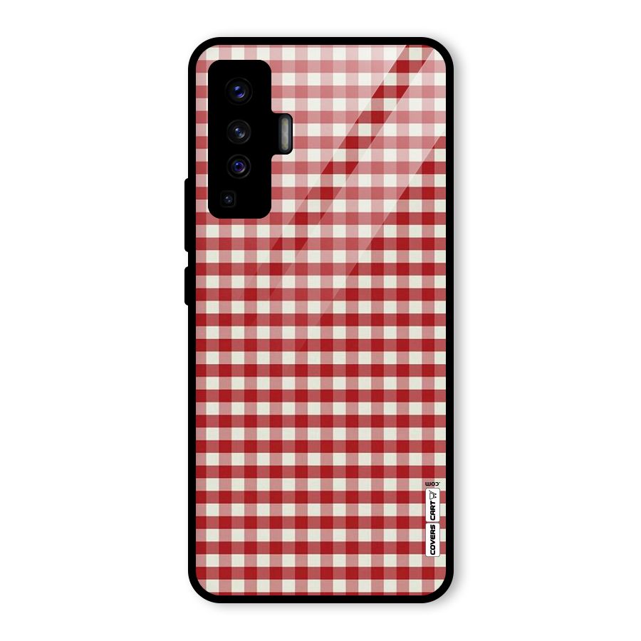 Red White Check Glass Back Case for Vivo X50