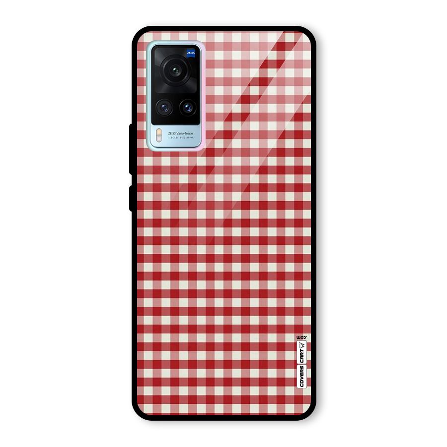 Red White Check Glass Back Case for Vivo X60