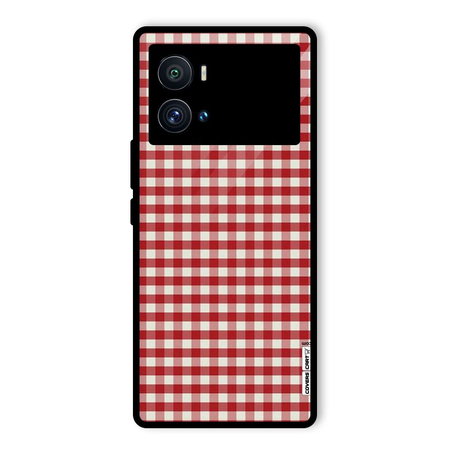 Red White Check Glass Back Case for Vivo iQOO 9 Pro