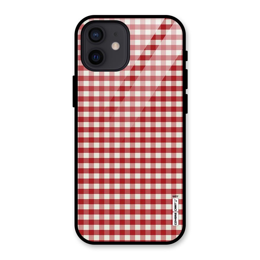 Red White Check Glass Back Case for iPhone 12