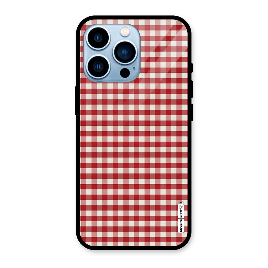 Red White Check Glass Back Case for iPhone 13 Pro