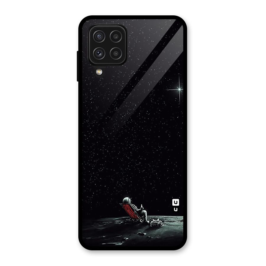 Resting Spaceman Face Glass Back Case for Galaxy A22 4G