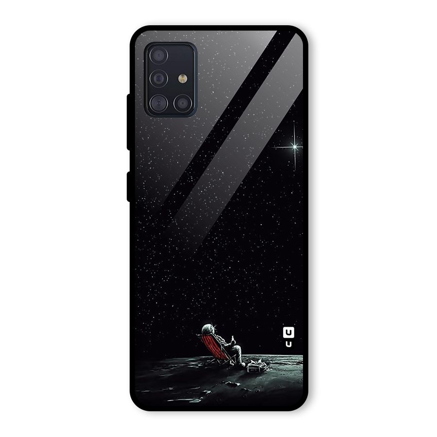 Resting Spaceman Face Glass Back Case for Galaxy A51