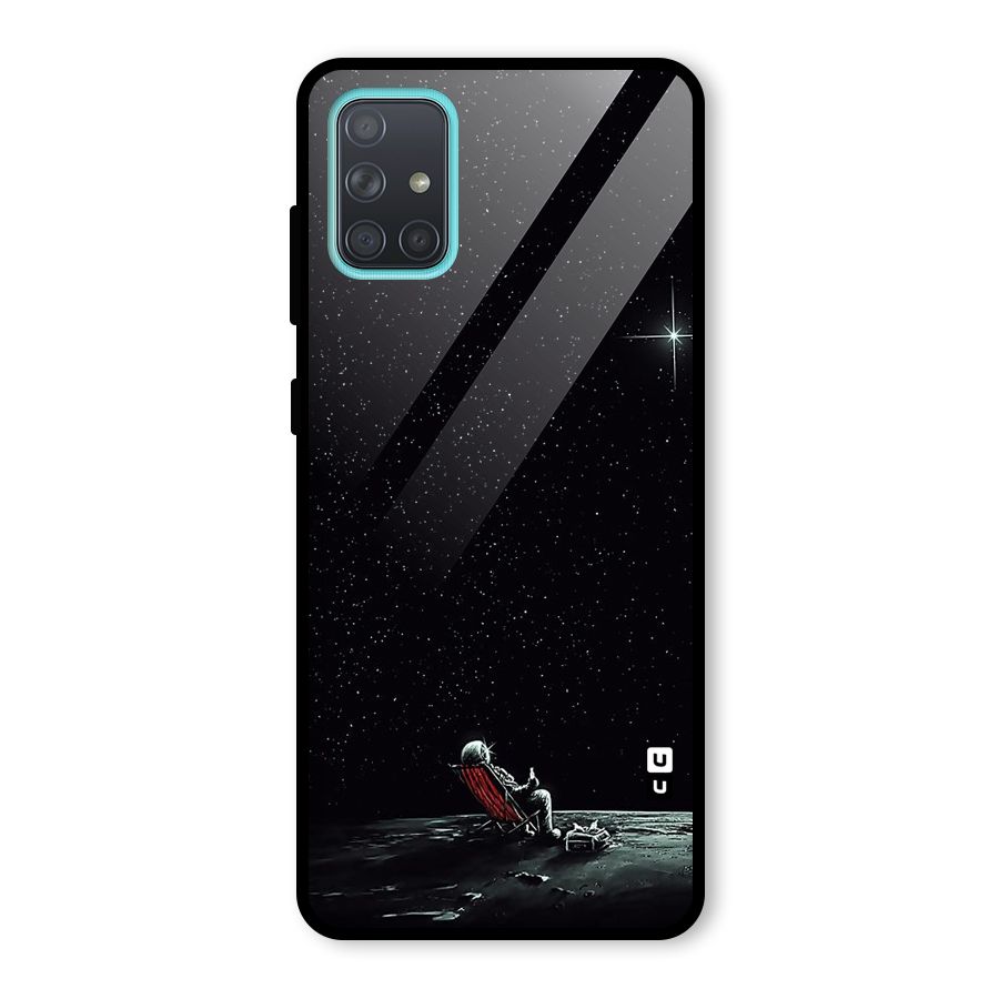 Resting Spaceman Face Glass Back Case for Galaxy A71