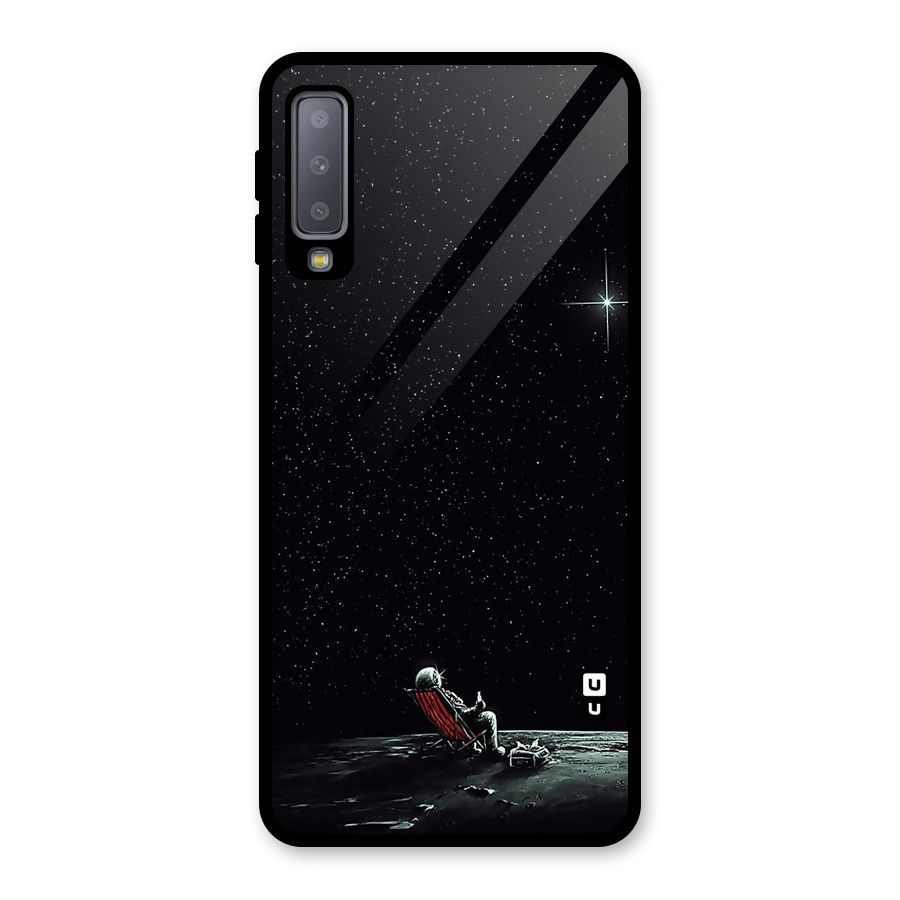 Resting Spaceman Face Glass Back Case for Galaxy A7 (2018)