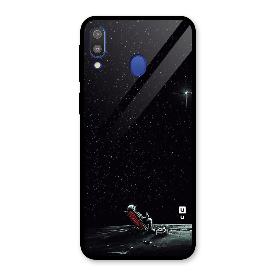Resting Spaceman Face Glass Back Case for Galaxy M20
