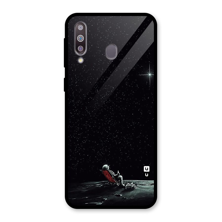 Resting Spaceman Face Glass Back Case for Galaxy M30