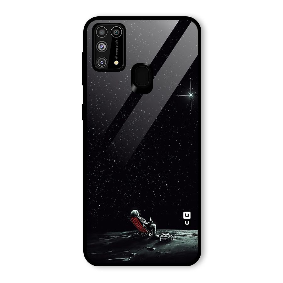 Resting Spaceman Face Glass Back Case for Galaxy M31