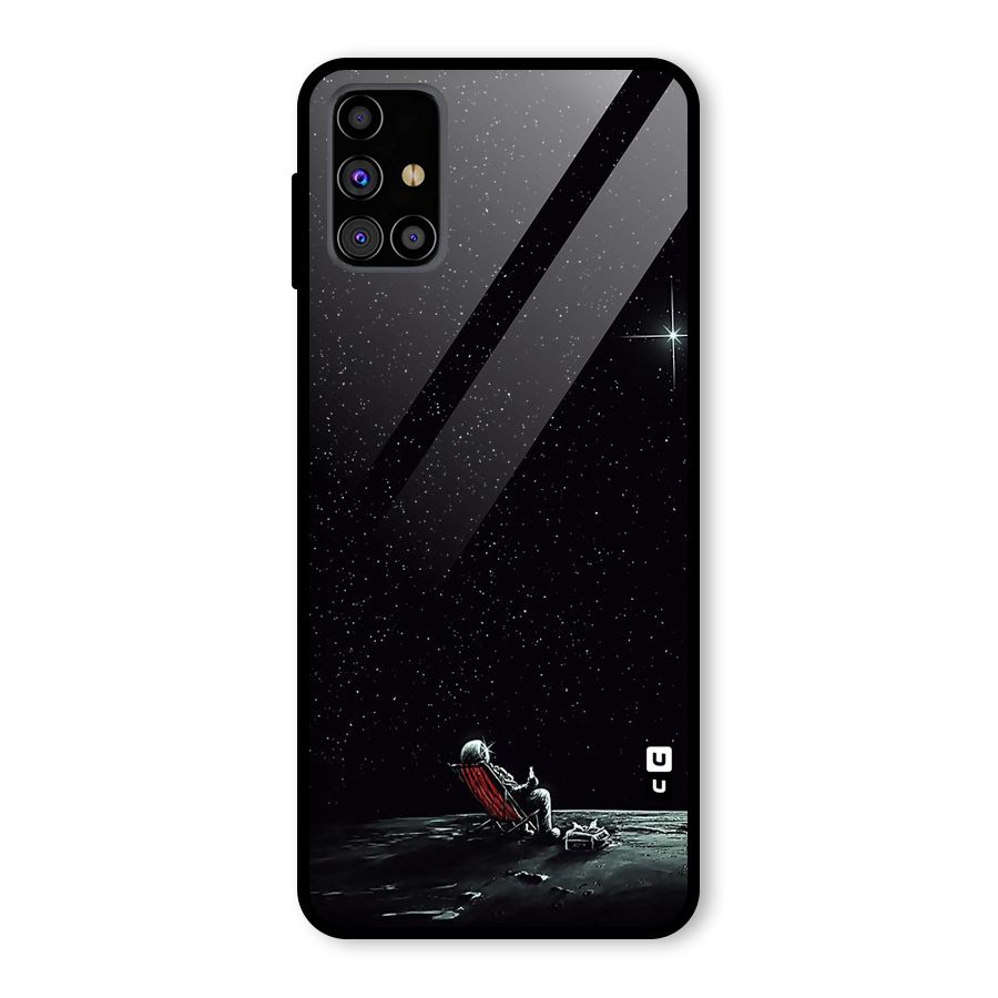 Resting Spaceman Face Glass Back Case for Galaxy M31s