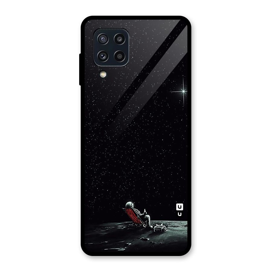 Resting Spaceman Face Glass Back Case for Galaxy M32