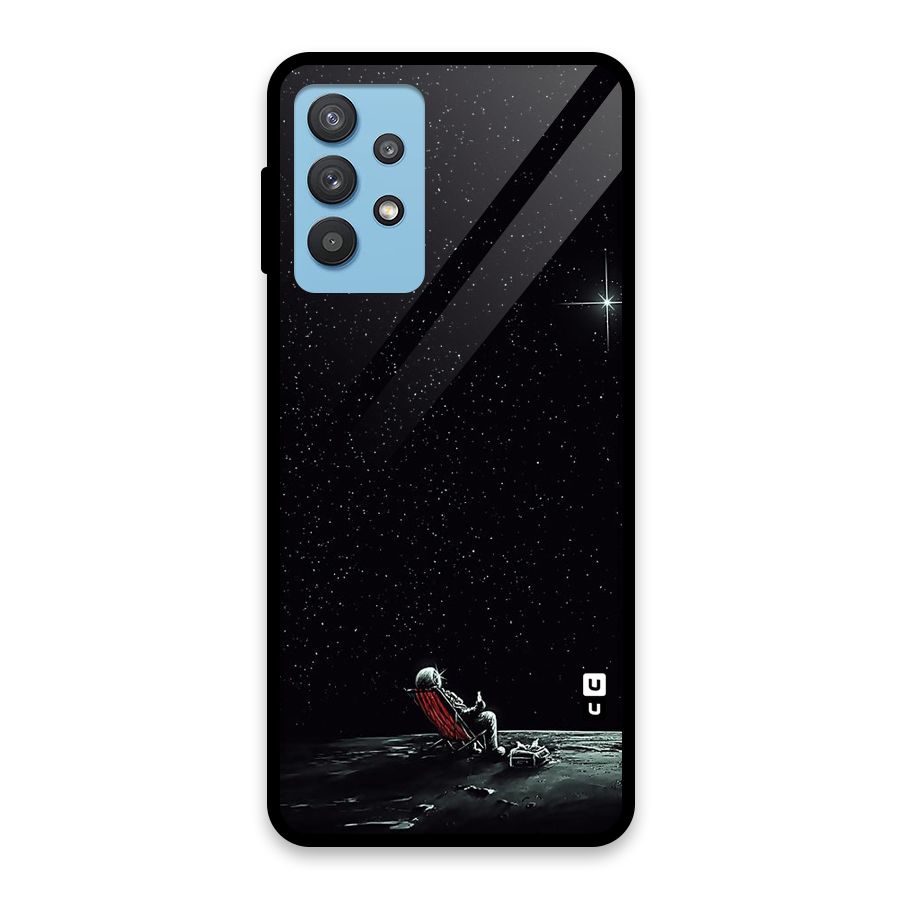 Resting Spaceman Face Glass Back Case for Galaxy M32 5G