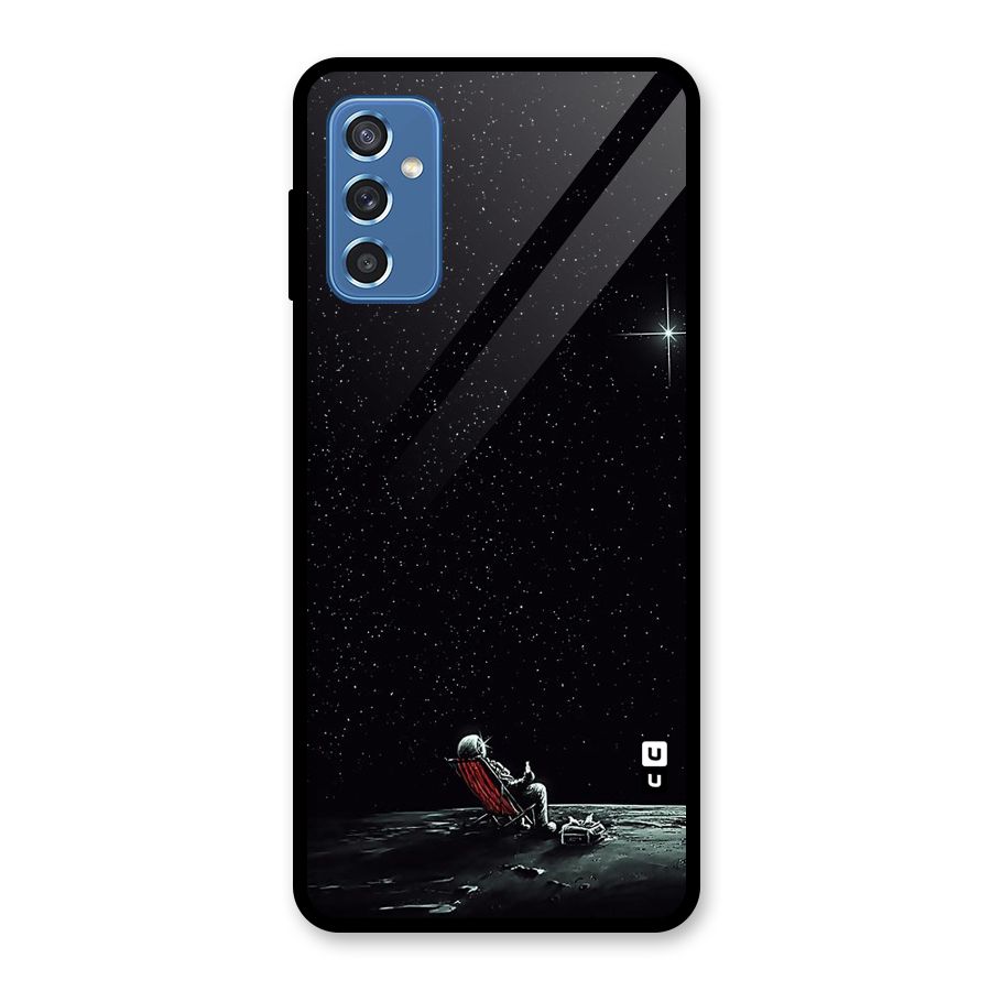 Resting Spaceman Face Glass Back Case for Galaxy M52 5G