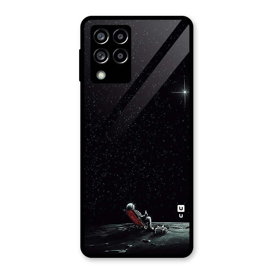 Resting Spaceman Face Glass Back Case for Galaxy M53 5G