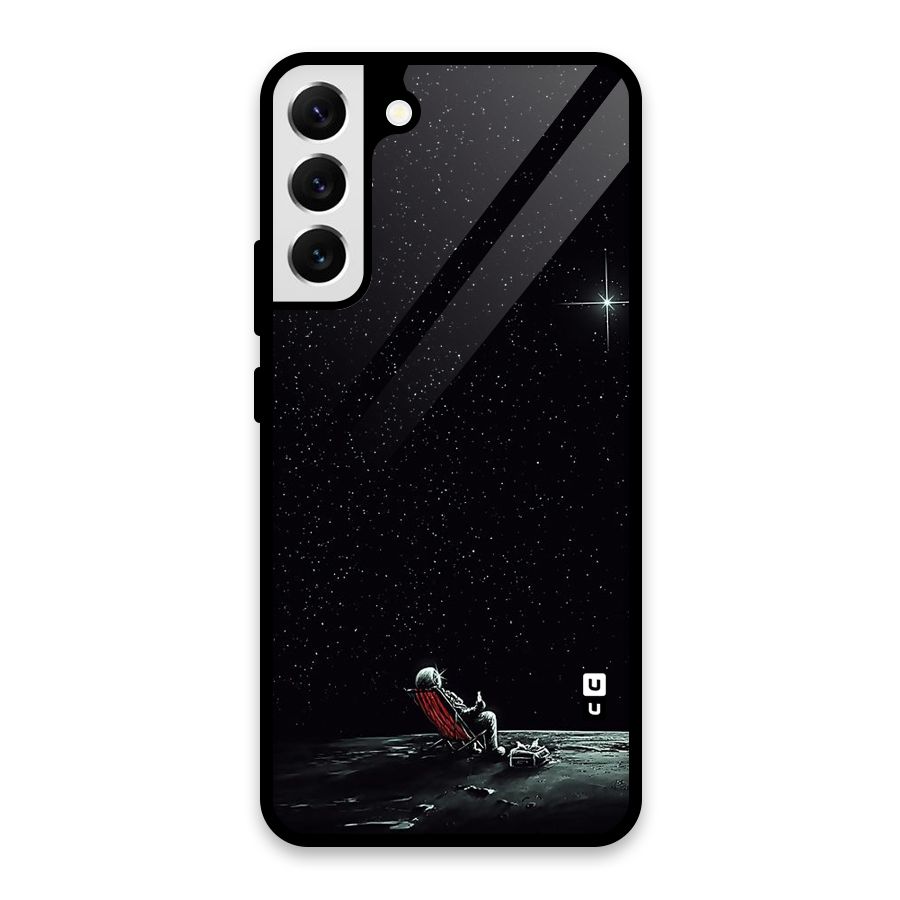 Resting Spaceman Face Glass Back Case for Galaxy S22 Plus 5G