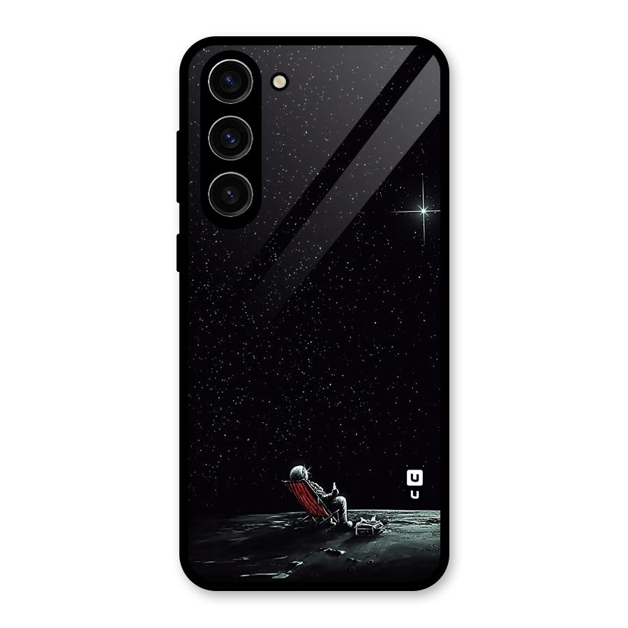 Resting Spaceman Face Glass Back Case for Galaxy S23 Plus