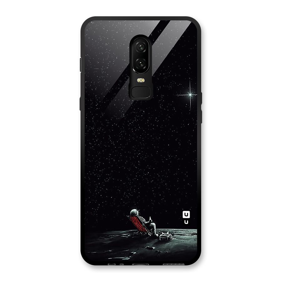 Resting Spaceman Face Glass Back Case for OnePlus 6