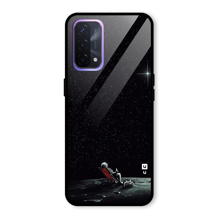 Resting Spaceman Face Glass Back Case for Oppo A74 5G