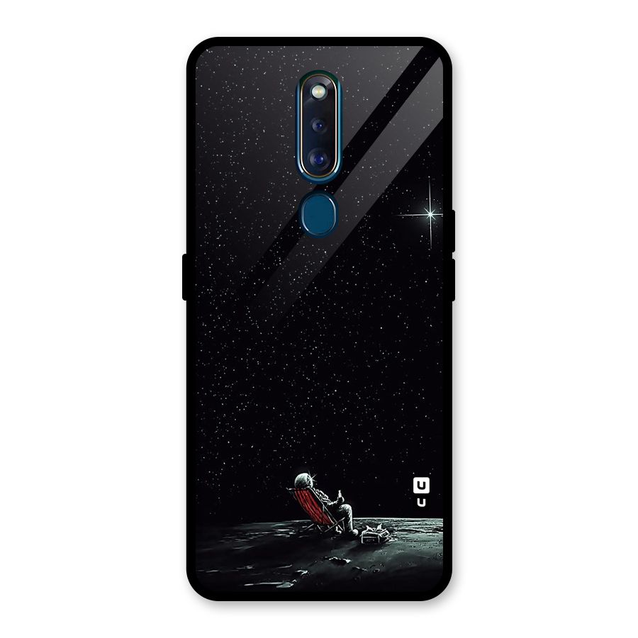 Resting Spaceman Face Glass Back Case for Oppo F11 Pro