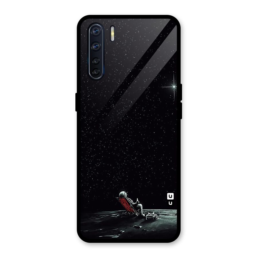 Resting Spaceman Face Glass Back Case for Oppo F15