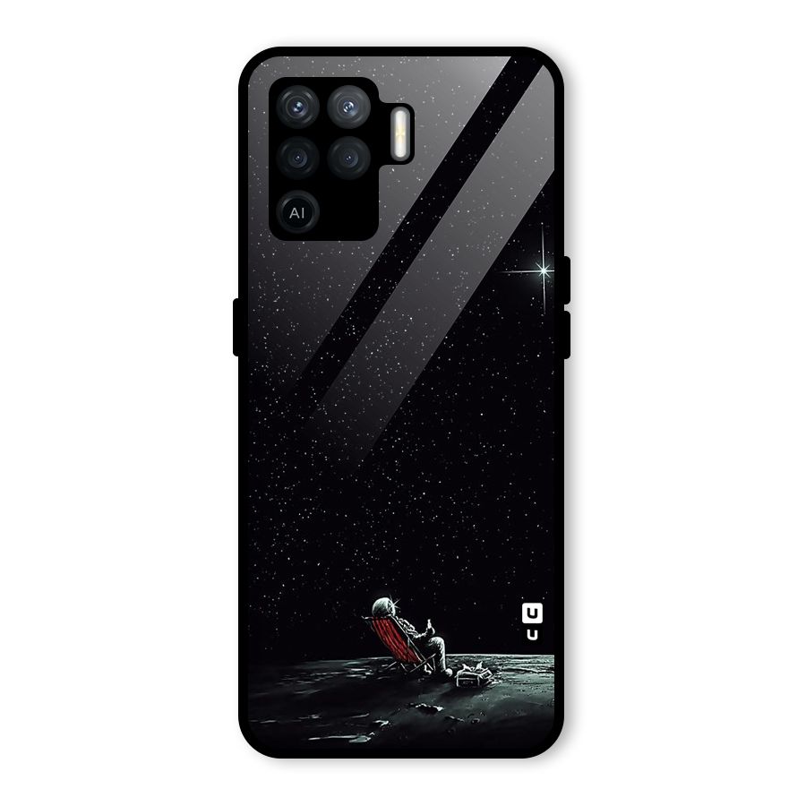 Resting Spaceman Face Glass Back Case for Oppo F19 Pro