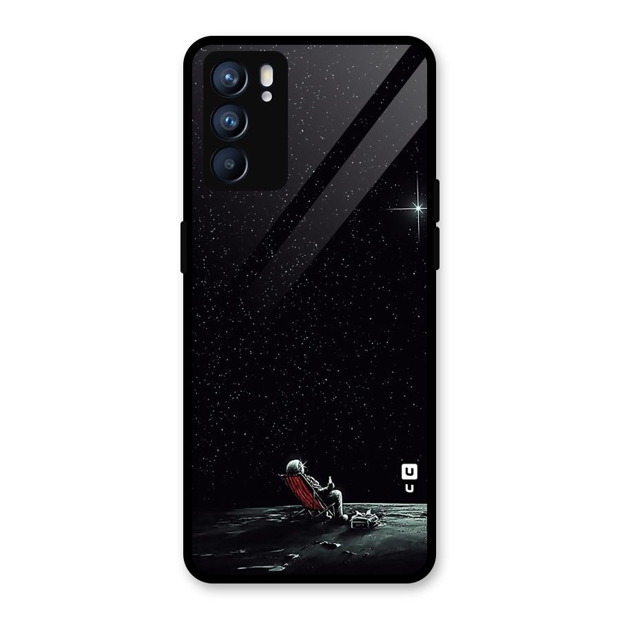 Resting Spaceman Face Glass Back Case for Oppo Reno6 5G