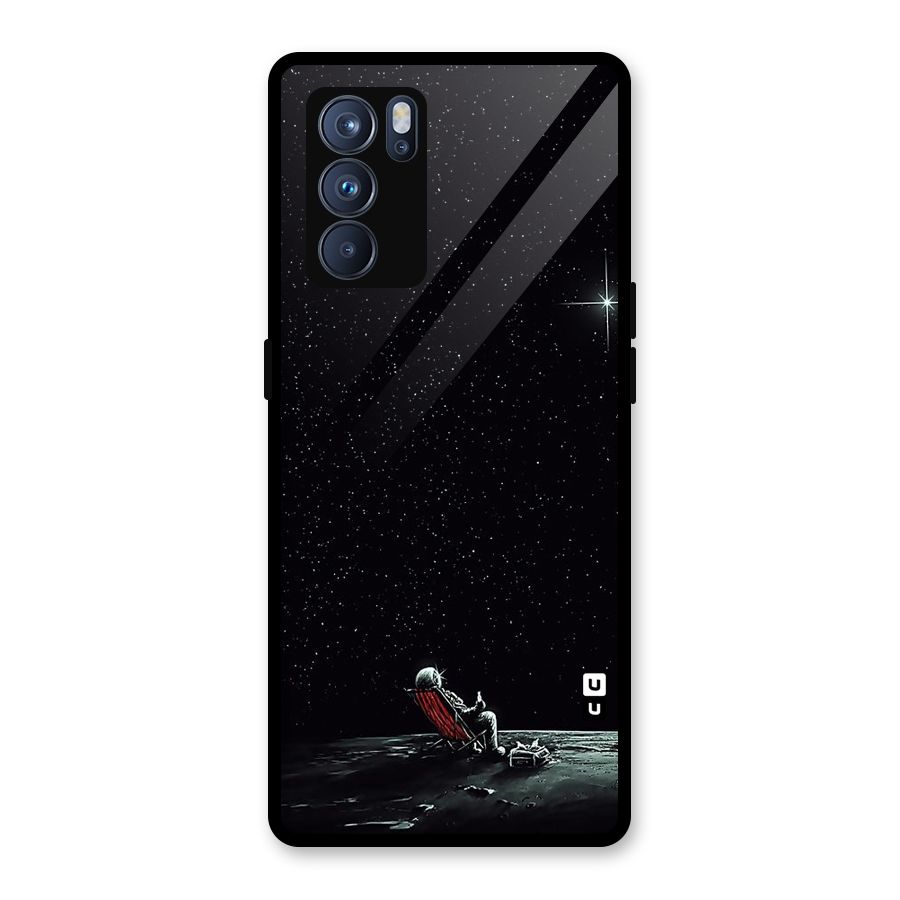 Resting Spaceman Face Glass Back Case for Oppo Reno6 Pro 5G