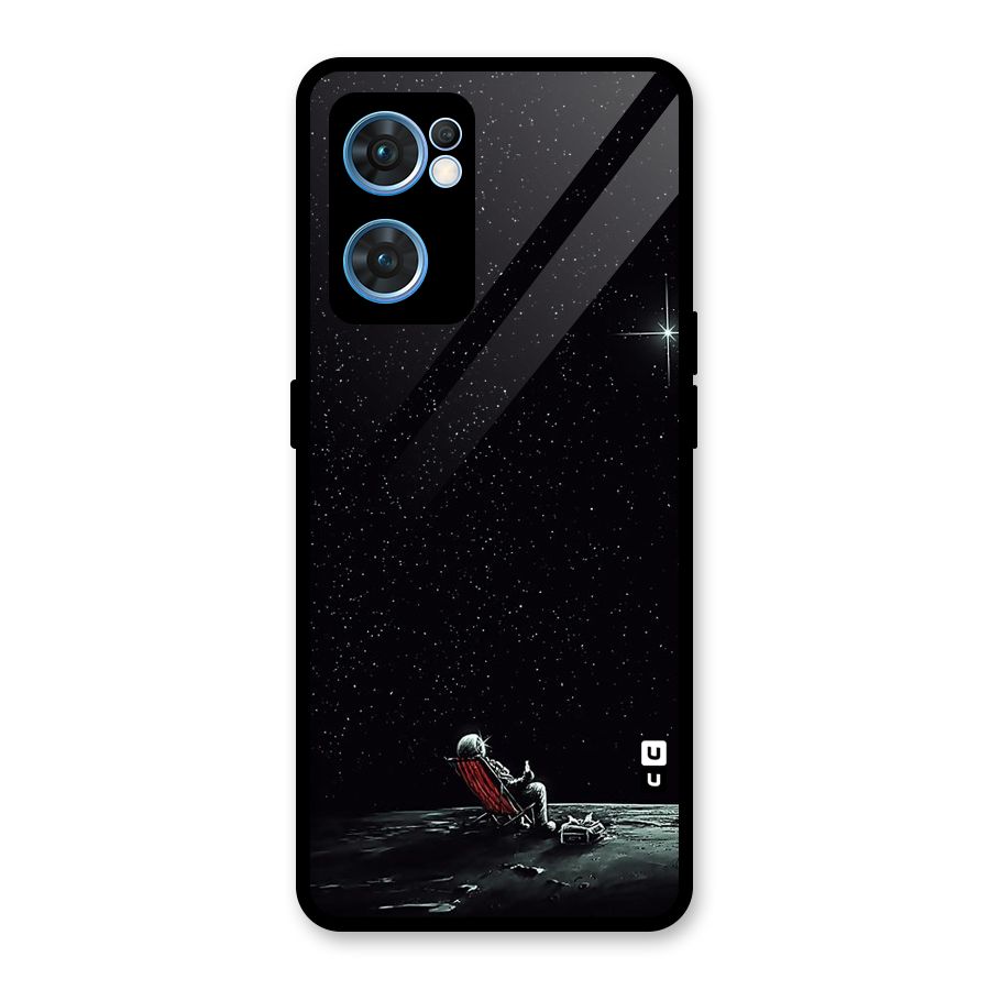 Resting Spaceman Face Glass Back Case for Oppo Reno7 5G