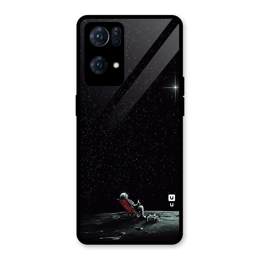Resting Spaceman Face Glass Back Case for Oppo Reno7 Pro 5G