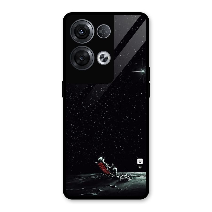 Resting Spaceman Face Glass Back Case for Oppo Reno8 Pro 5G