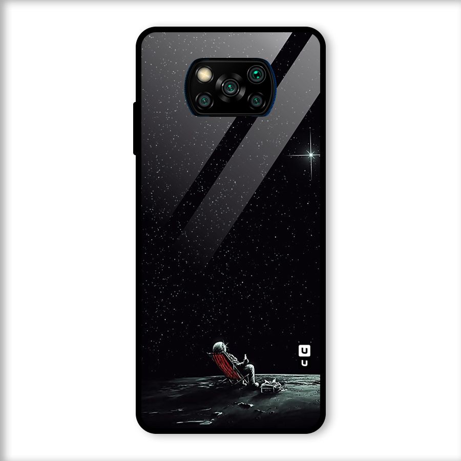 Resting Spaceman Face Glass Back Case for Poco X3