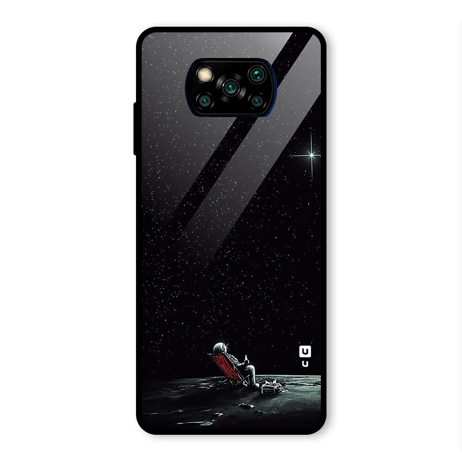 Resting Spaceman Face Glass Back Case for Poco X3 Pro
